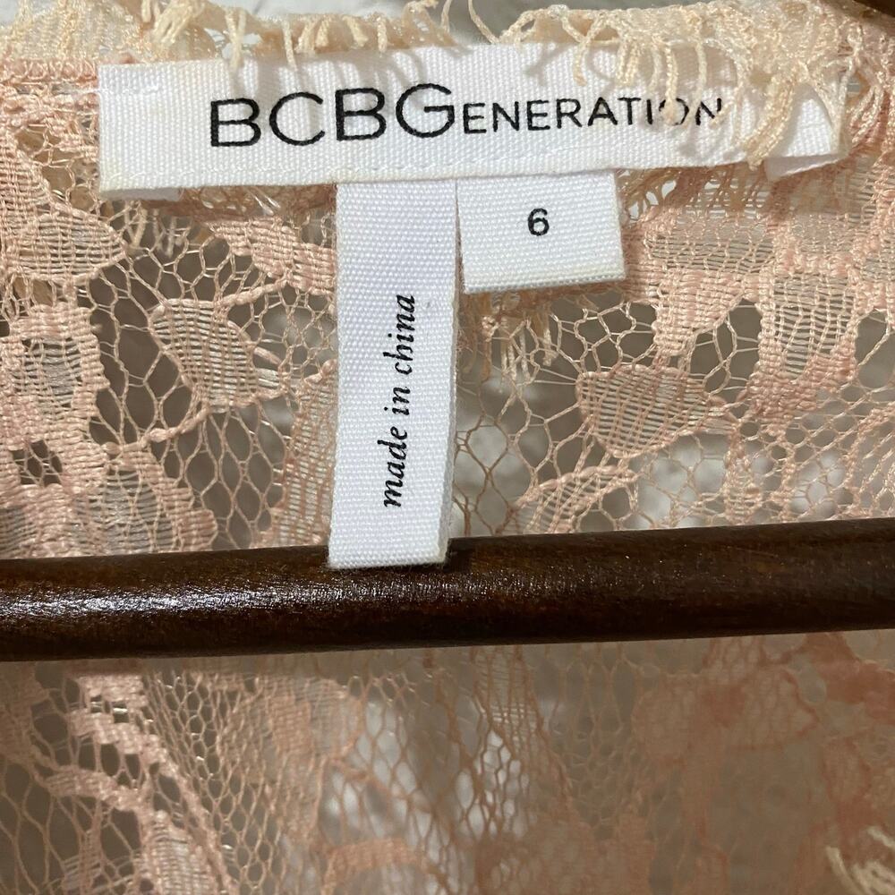 BCBGeneration Lace Fit Flare Dress Lace Pink Blush Mini Sleeveless Size 6 - Picture 4 of 10